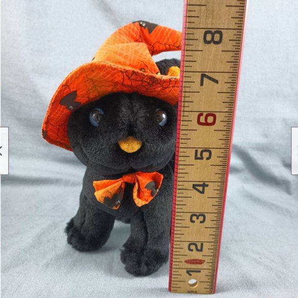Vtg Sears Exclusive Friday Black Cat Plush Stuffed Toy Halloween Witch Hat - Picture 6 of 7